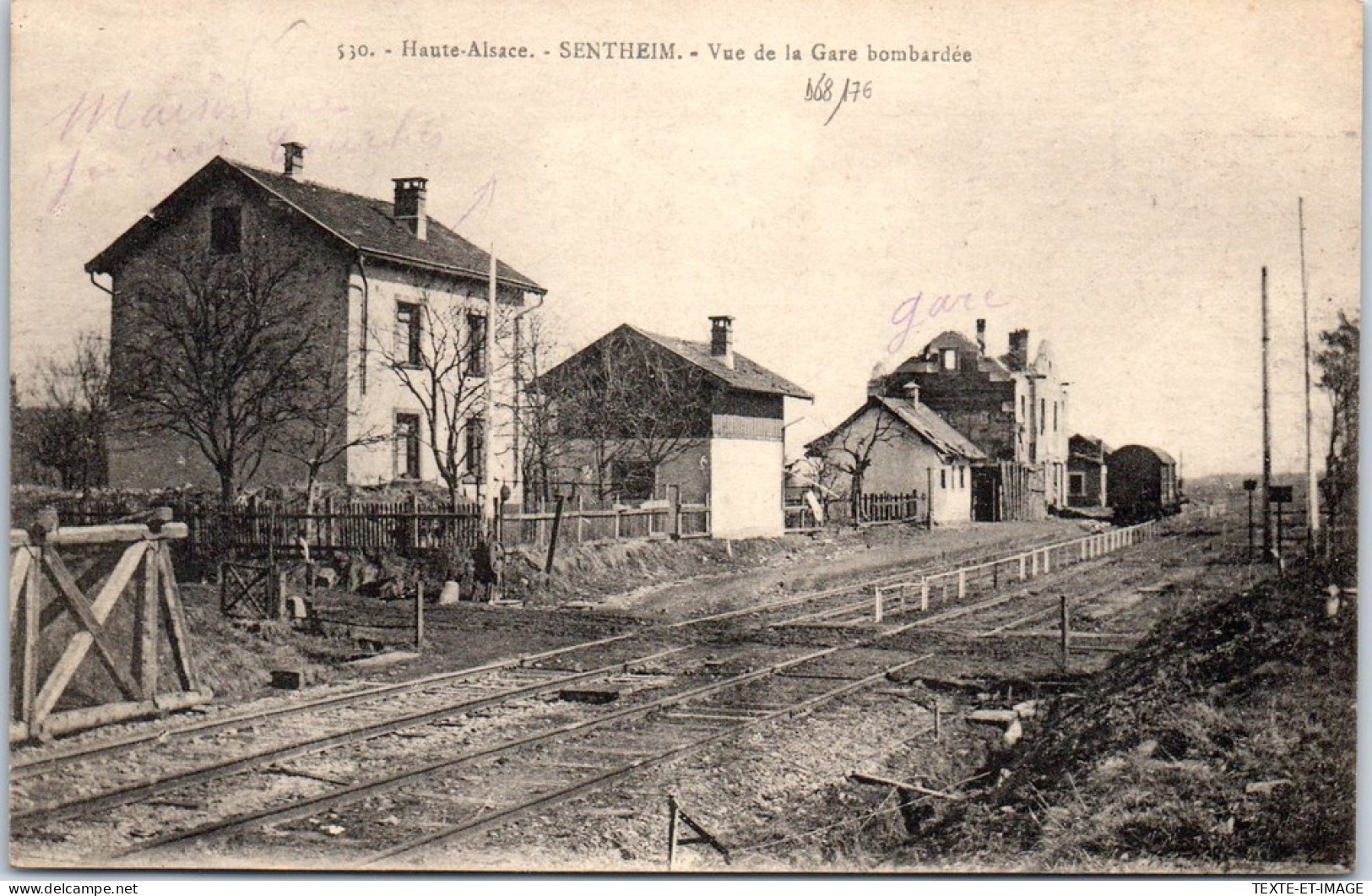 68 SENTHEIM - Vue De La Gare Bombardee. - Other & Unclassified