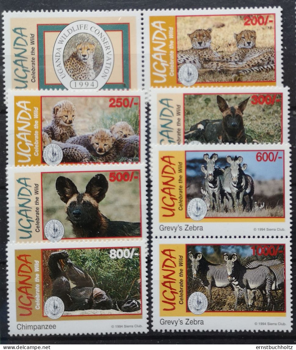 Uganda 1994 Wildlebende Säugetiere Mi 1422/28** Sierra Club - Oeganda (1962-...)