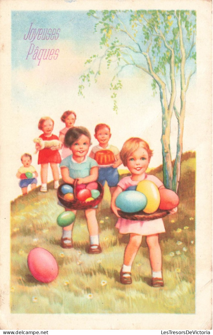 FETES - VOEUX - Joyeuses Pâques - Enfants - Animé - Colorisé - Carte Postale Ancienne - Pasen