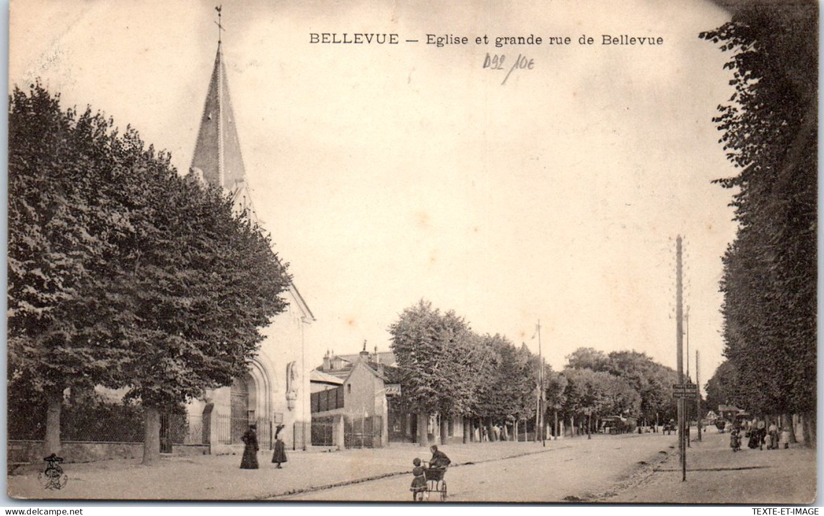 92 BELLEVUE - Eglise Et Grande Rue De Bellevue. - Sonstige & Ohne Zuordnung