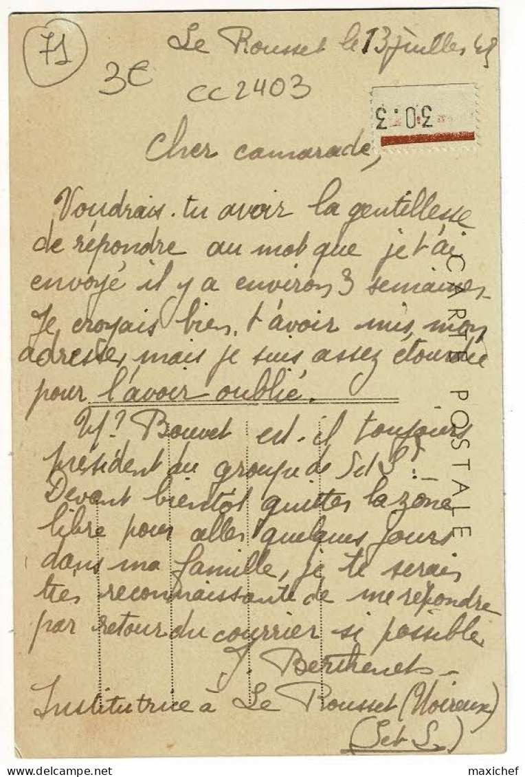 La Guiche - Le Sanatorium - Vue Générale (Sud, D'Est En Ouest) Circ 1943, Courrier D'une Institutrice Au Rousset (71) - Altri & Non Classificati