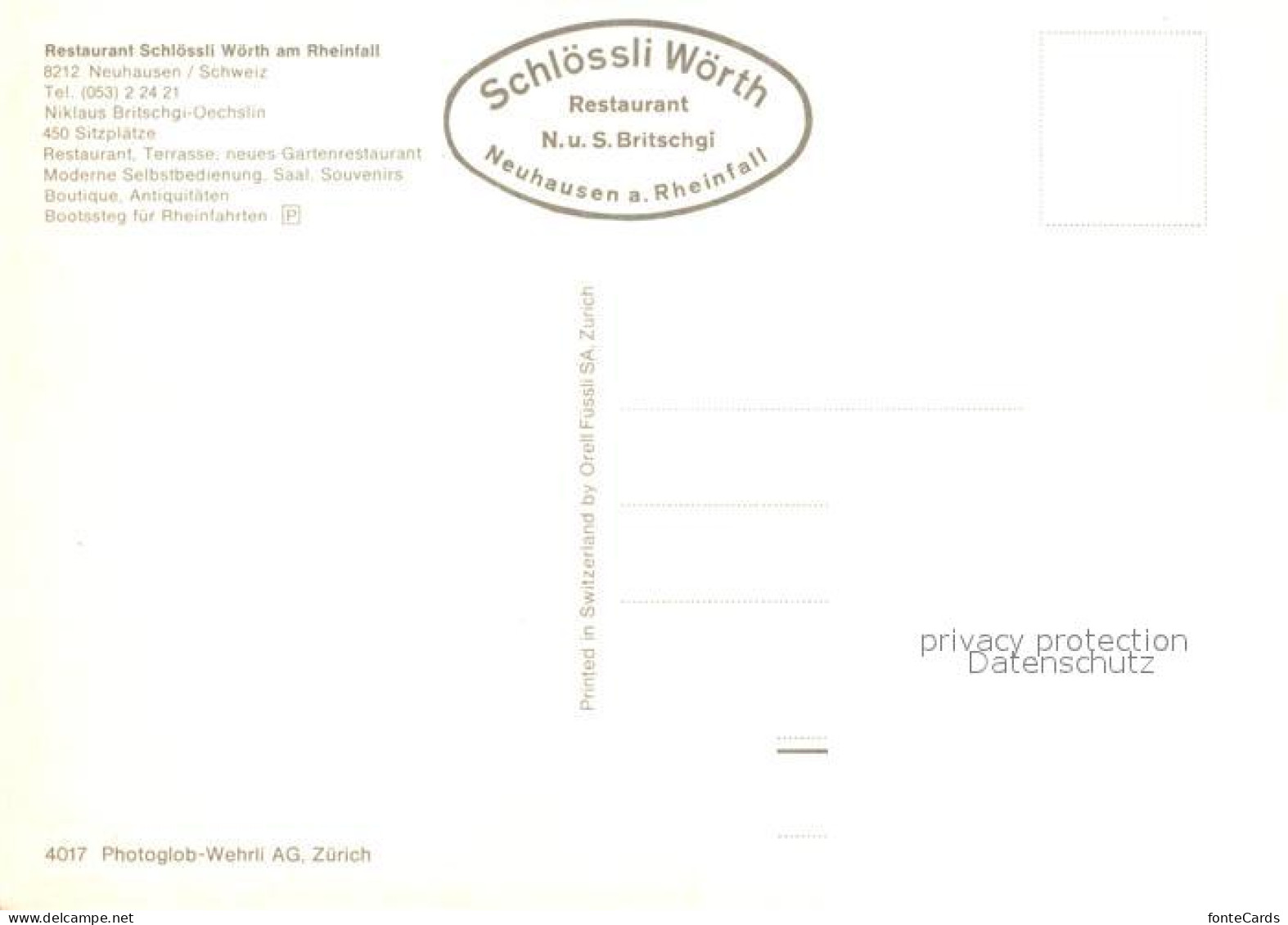 13161777 Neuhausen Rheinfall Schloessli Woerth Restaurant Rheinfall Neuhausen Rh - Altri & Non Classificati