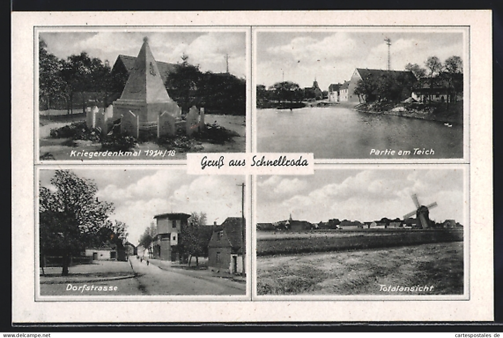 AK Schnellroda, Teich, Kriegerdenkmal 1914-18, Dorfstrasse  - Altri & Non Classificati