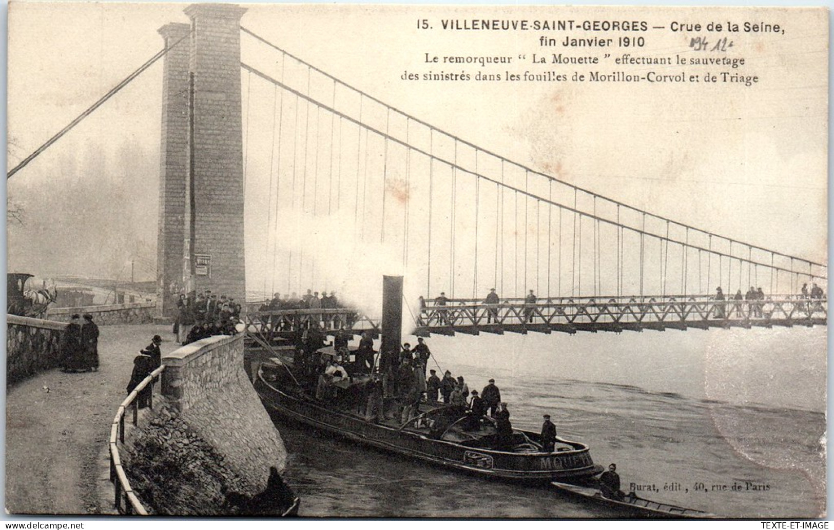 94 VILLENEUVE SAINT GEORGES - Le Pont Pendant La Crue De 1910 - Villeneuve Saint Georges