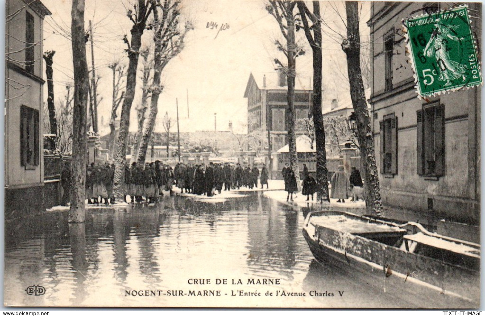 94 NOGENT SUR MARNE - Entree De L'avenue Charles V Crue De 1910 - Nogent Sur Marne