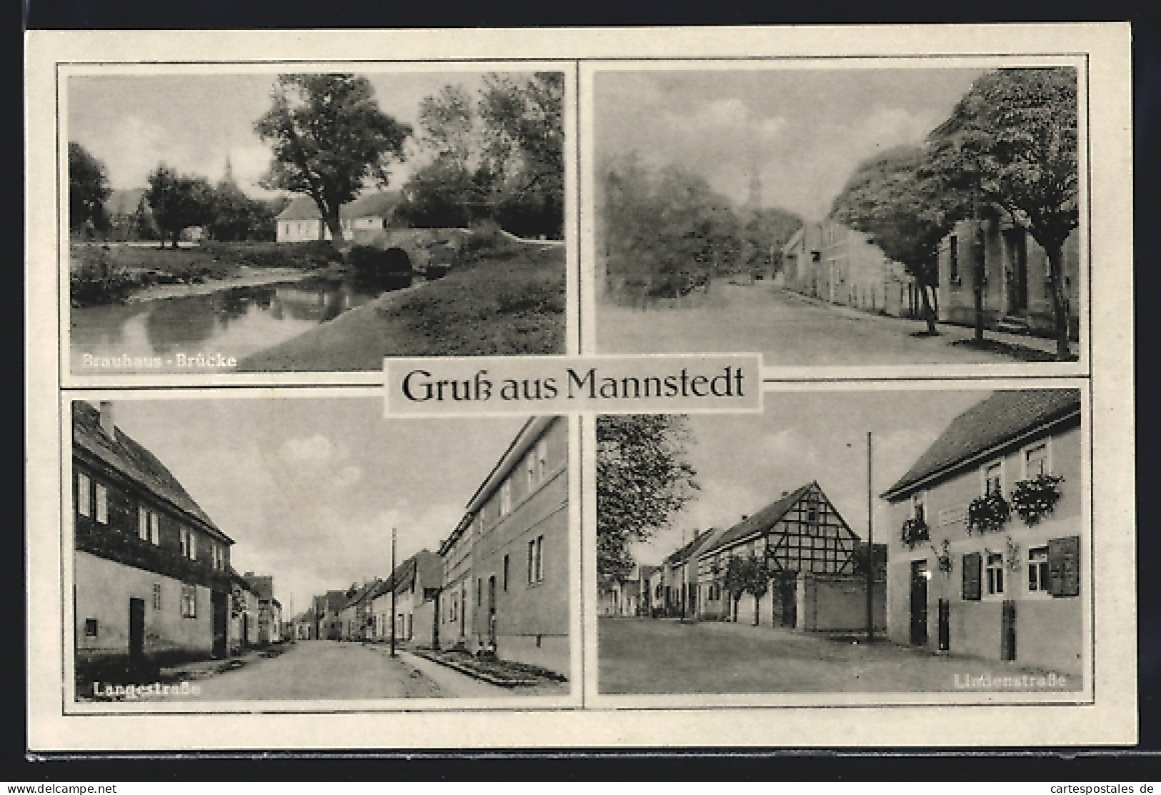 AK Mannstedt, Brauhaus-Brücke, Langestrasse, Lindenstrasse  - Autres & Non Classés