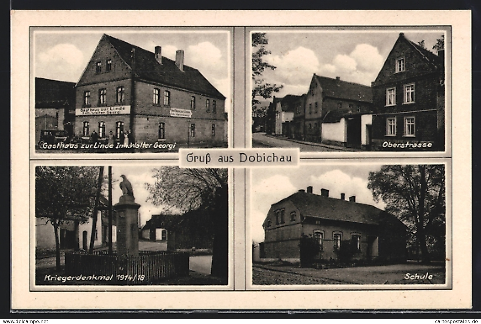 AK Dobichau, Gasthaus Zur Linde, Schule, Oberstrasse  - Other & Unclassified