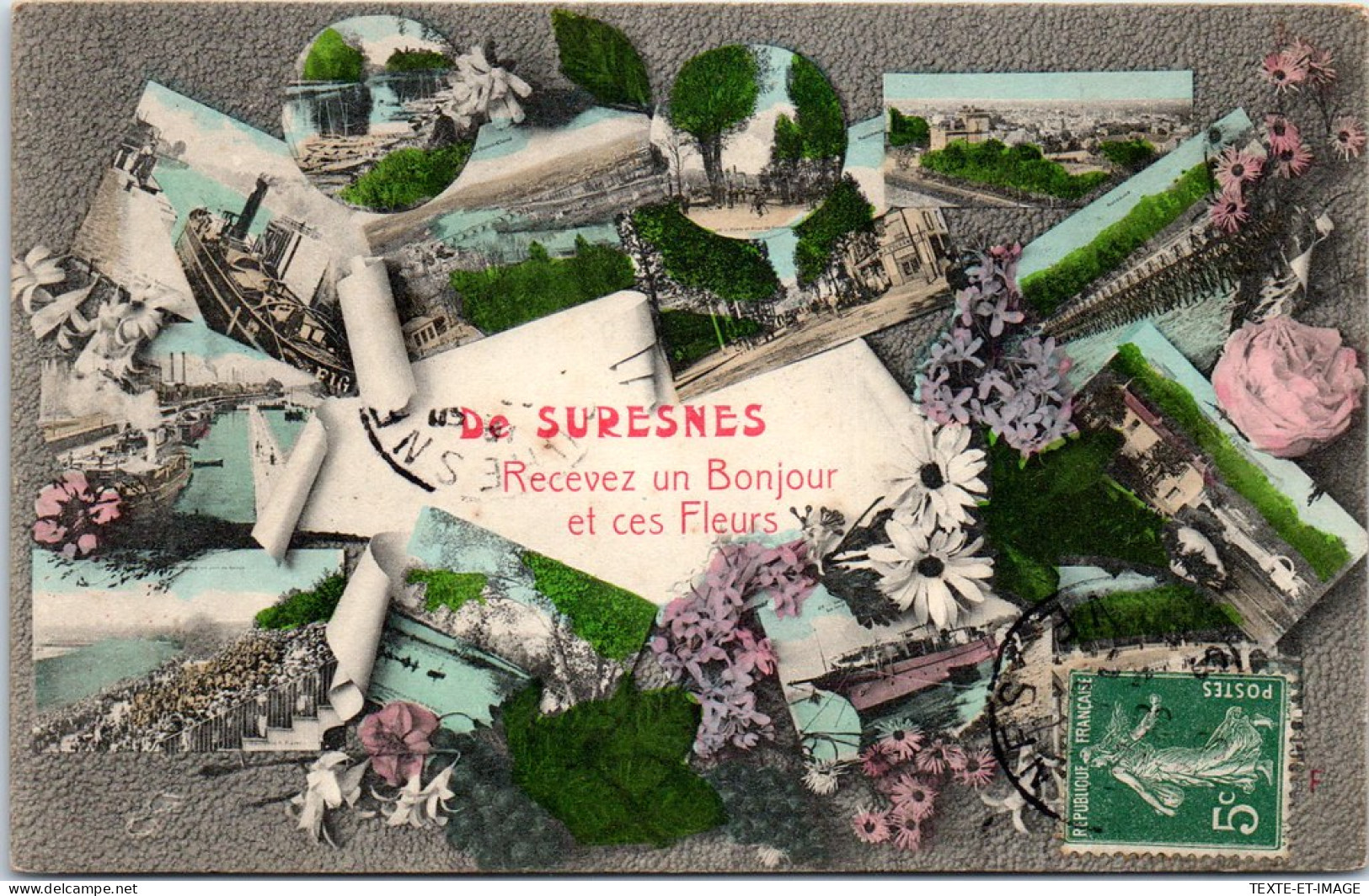 92 SURESNES - Recevez Un Bonjour Et Ces Fleurs. - Suresnes