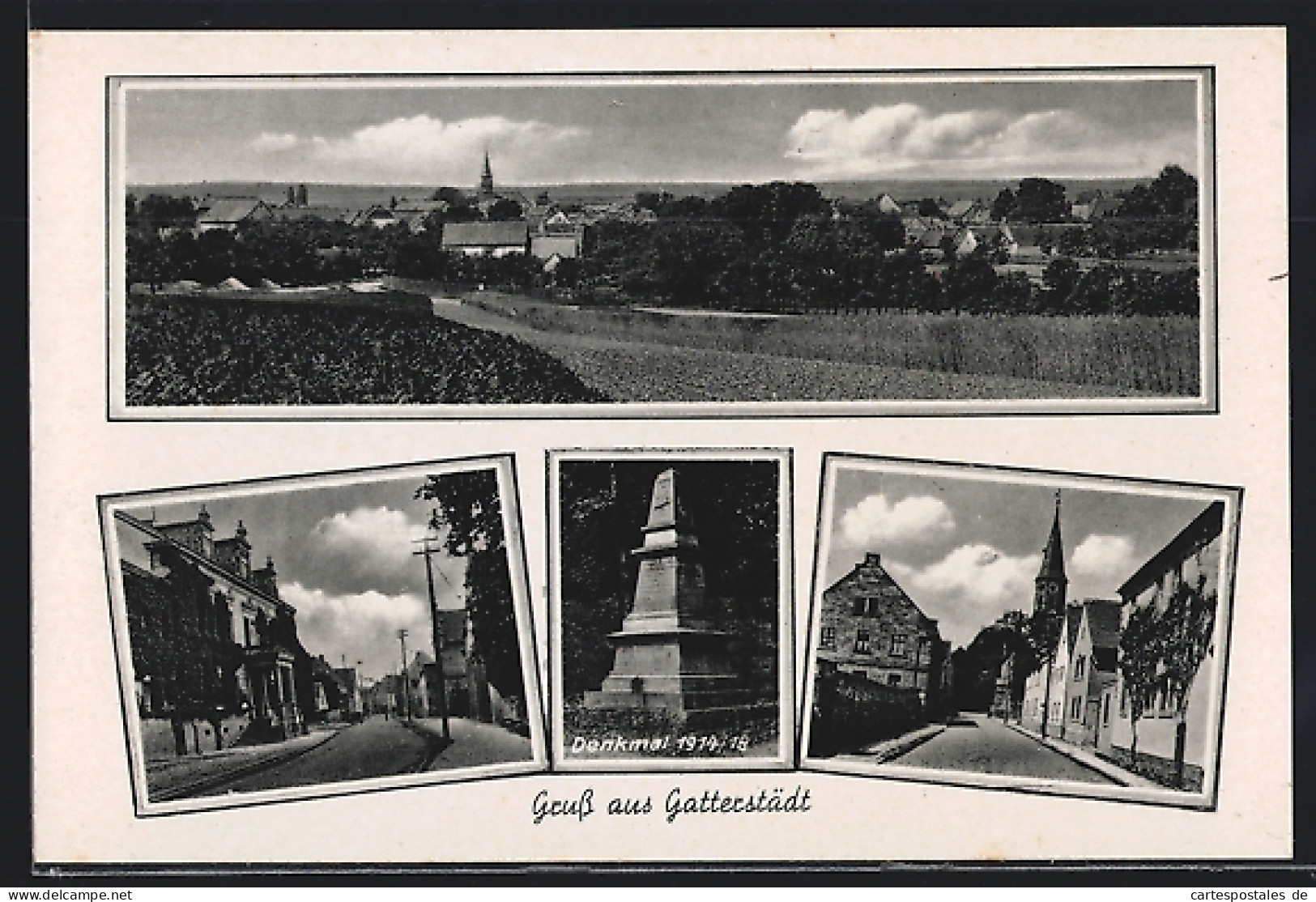 AK Gatterstädt, Strassenpartie Mit Gebäudeansicht, Strassenpartie Mit Kirche, Denkmal 1914-18  - Autres & Non Classés