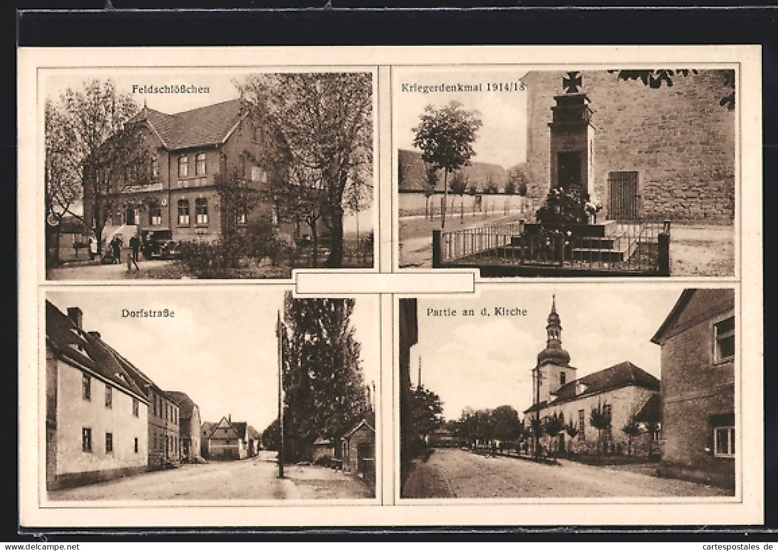 AK Allerstedt, Gasthaus Feldschlösschen Von Rudolf Lange, Kirche, Kriegerdenkmal 1914-18  - Other & Unclassified