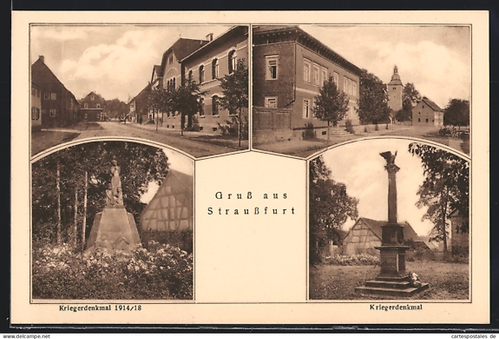 AK Straussfurt, Kriegerdenkmal 1914-18, Strassenpartien  - Autres & Non Classés