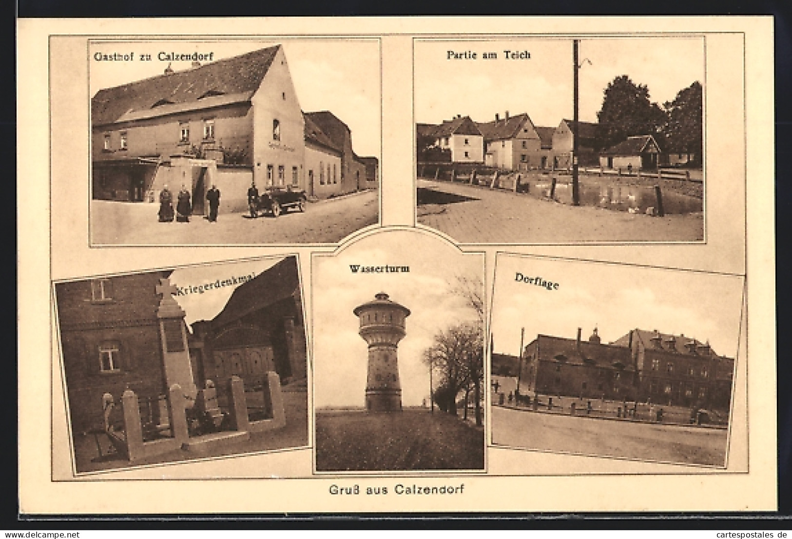 AK Calzendorf, Gasthof Zu Calzendorf, Dorflage, Wasserturm  - Other & Unclassified