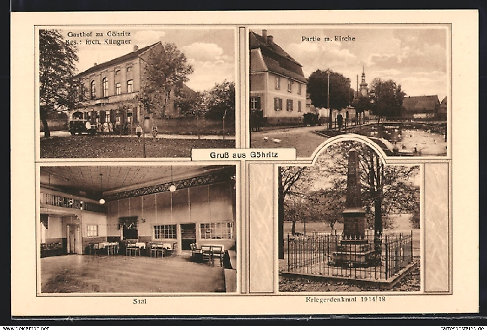AK Göhritz, Gasthof Zu Göhritz, Inneres Saal, Kriegerdenkmal 1914-18  - Altri & Non Classificati