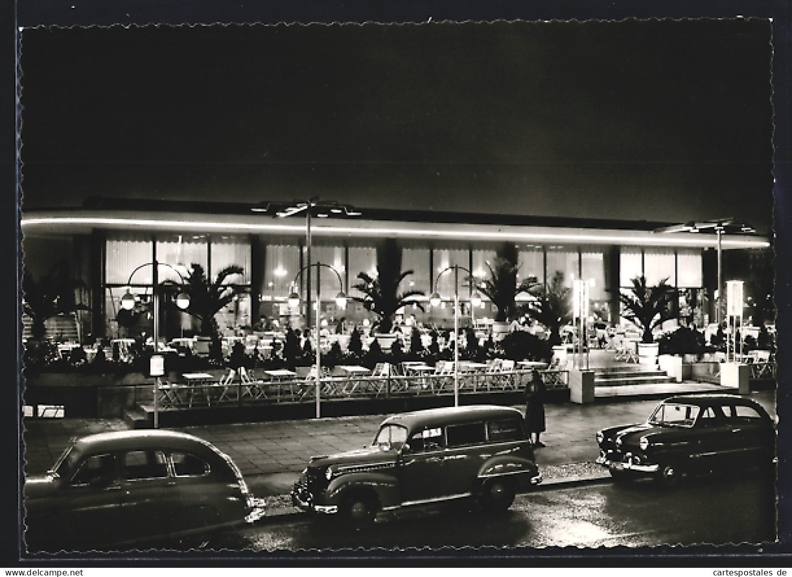 AK Hamburg-Neustadt, Cafe Alsterpavillon Mit Borgward-Auto Bei Nacht  - Turismo