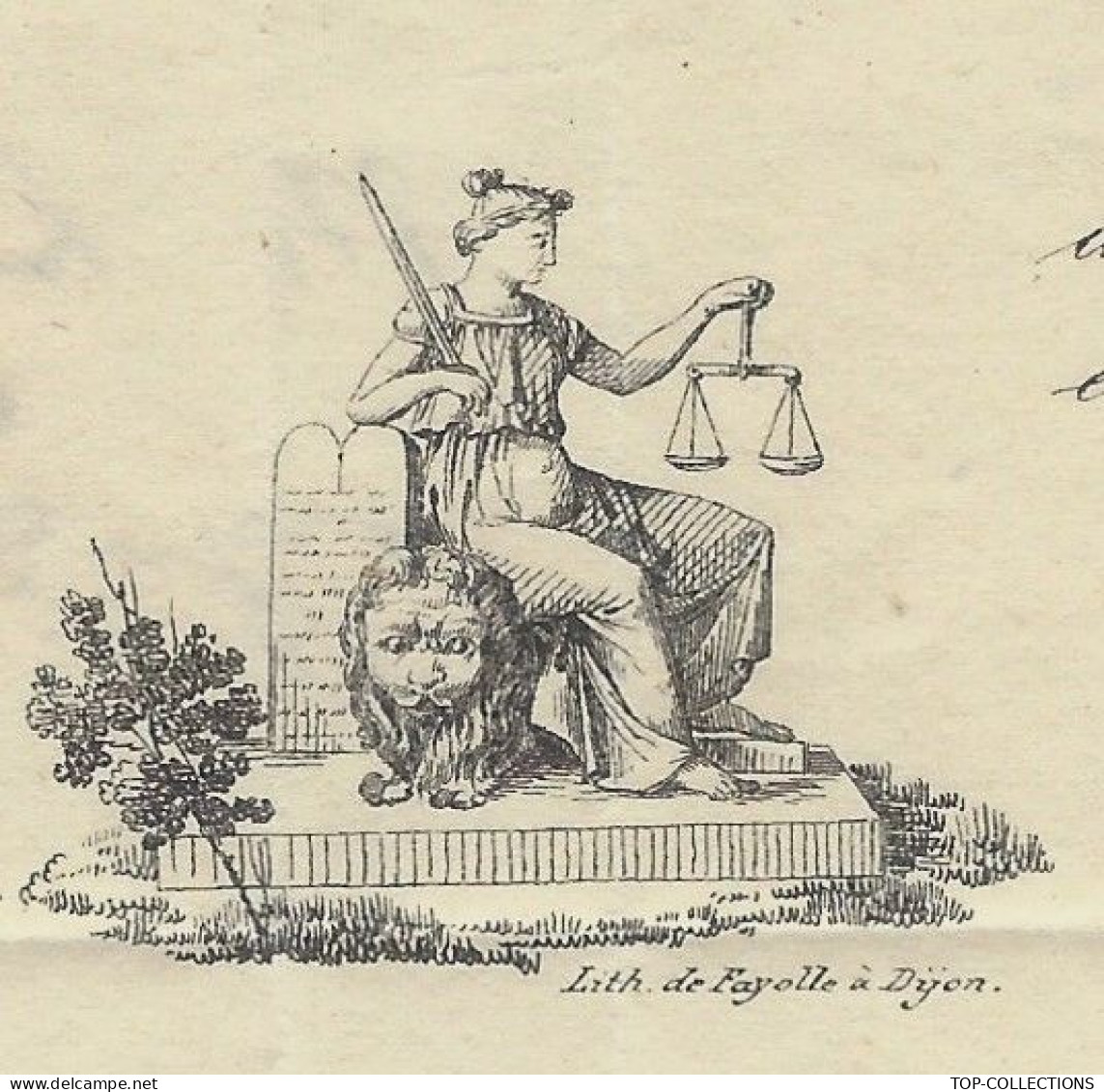 1841 ENTETE  LTHOGRAPHIE JUSTICE Edm. Laplanche SIGN. Maçonnique St Jean De Losne Cote D’Or EXPERTISE CONTENTIEUX - 1800 – 1899