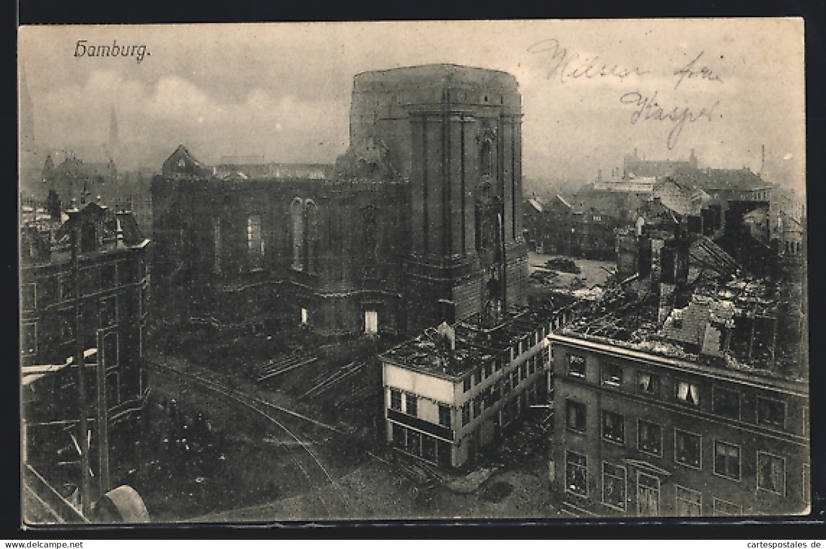 AK Hamburg-Neustadt, Von Dem 1906 Wütenden Brand Zerstörte Michaelis-Kirche  - Catastrophes