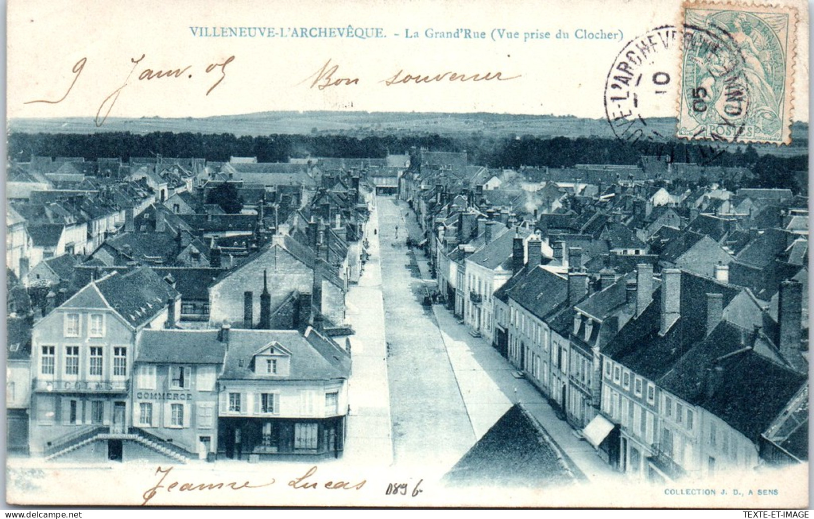 89 VILLENEUVE L'ARCHEVEQUE - Grande Rue Depuis Le Clocher. - Villeneuve-l'Archevêque