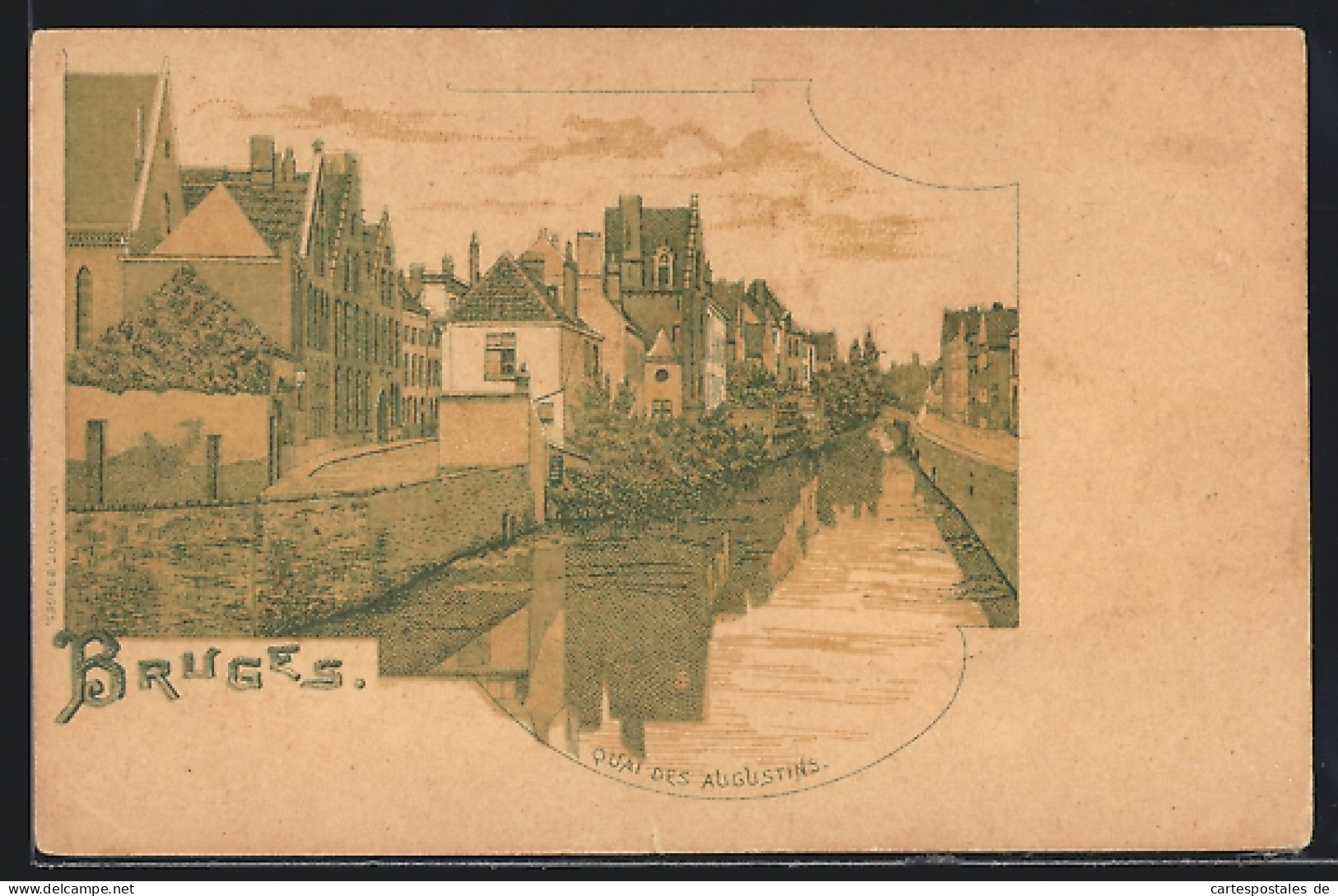 Lithographie Bruges, Quai Des Augustins  - Sonstige & Ohne Zuordnung