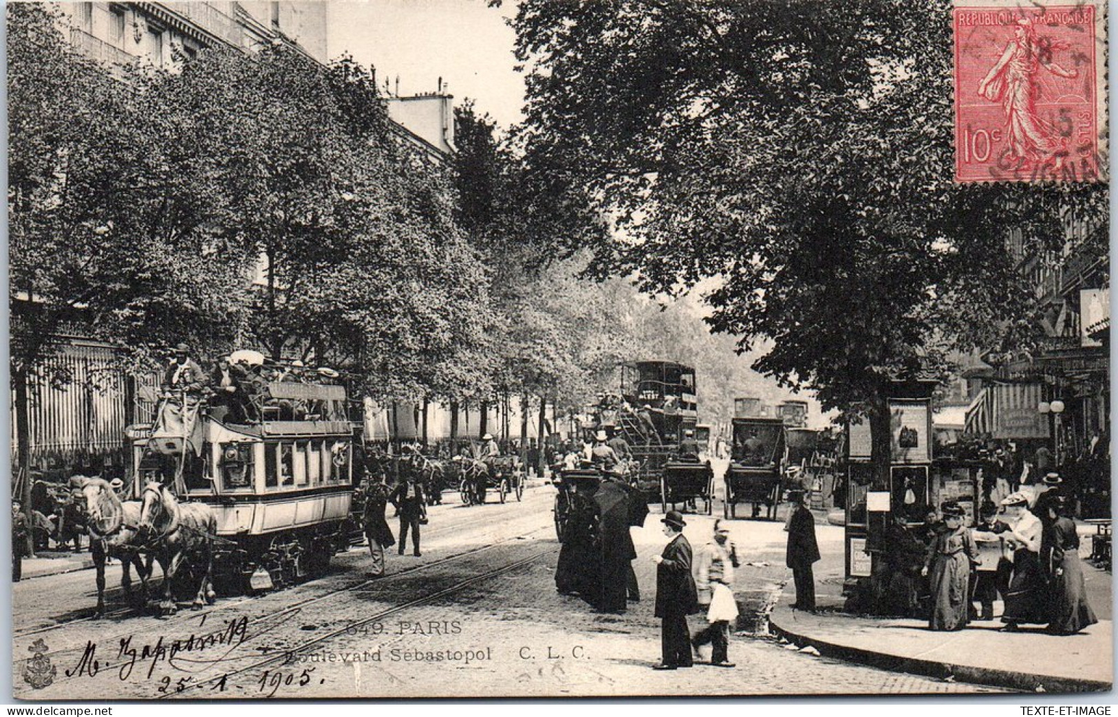 75002 PARIS - Le Boulevard Sebastopol (tramways & Attelages) - Paris (02)