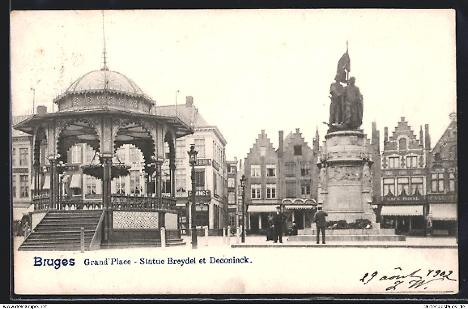 AK Bruges, Grand Place, Statue Breydel Et Deconinck  - Sonstige & Ohne Zuordnung