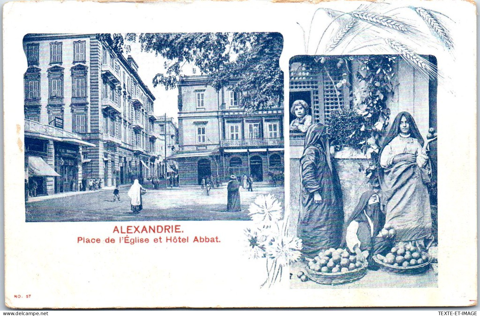 EGYPTE - ALEXANDRIE - Place De L'eglise & Hotel Abbat  - Autres & Non Classés