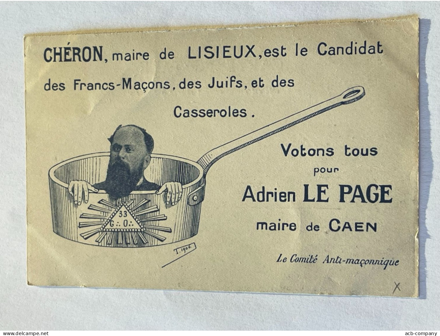 Franc - Maçonnerie .anti Franc Maçonnerie . Comité Anti Maçonnique . - Jewish