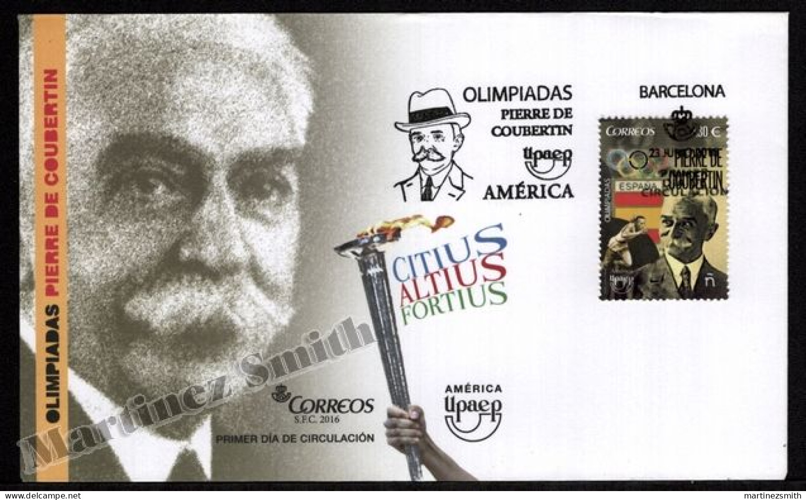 Spain FDC 2016 Yvert 4781, Pierre De Coubertin Modern Olympic Games - UPAEP - FDC