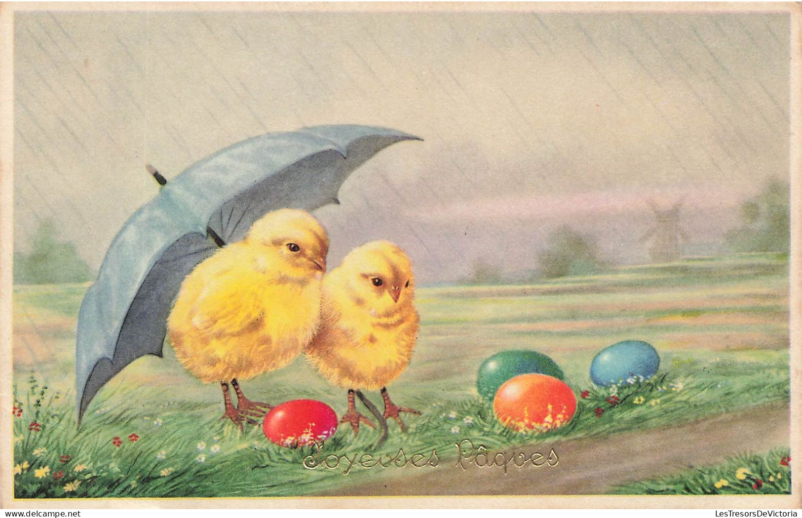 FETES - VOEUX - Joyeuses Pâques - Poussins - œufs - Colorisé - Carte Postale Ancienne - Ostern