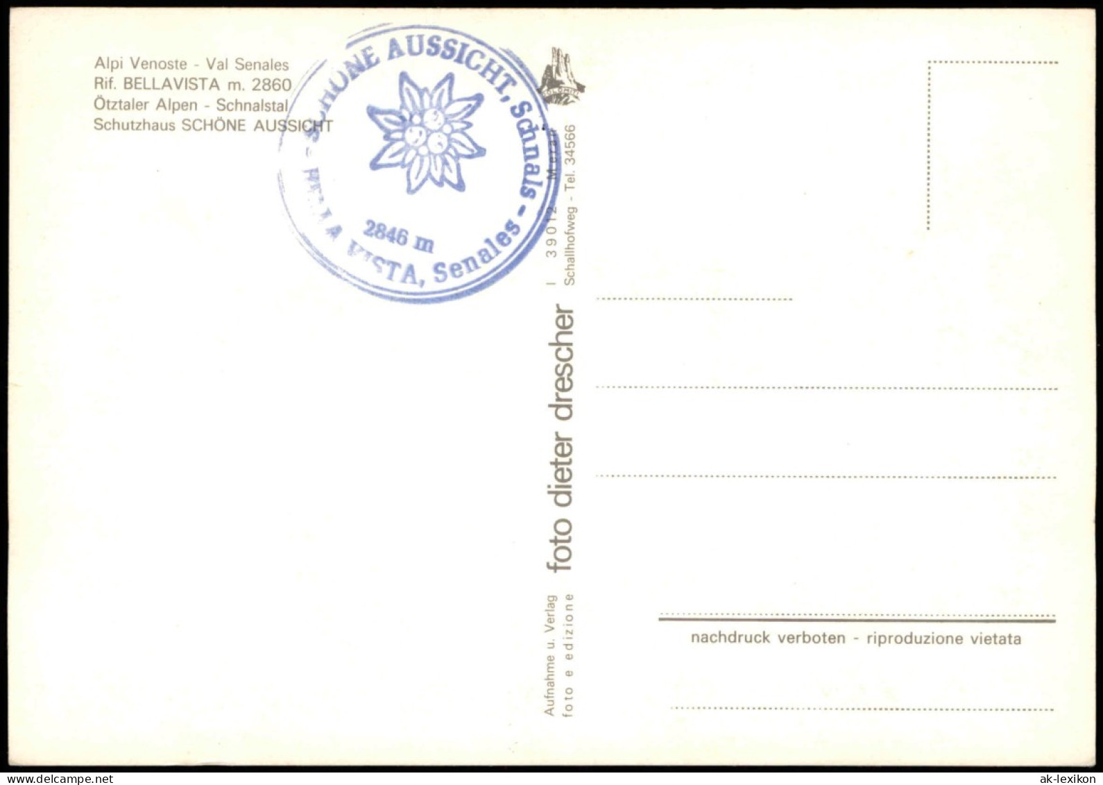 Cartoline Schnals Senales Alpi Venoste - Val Senales Schutzhaus 1978 - Autres & Non Classés