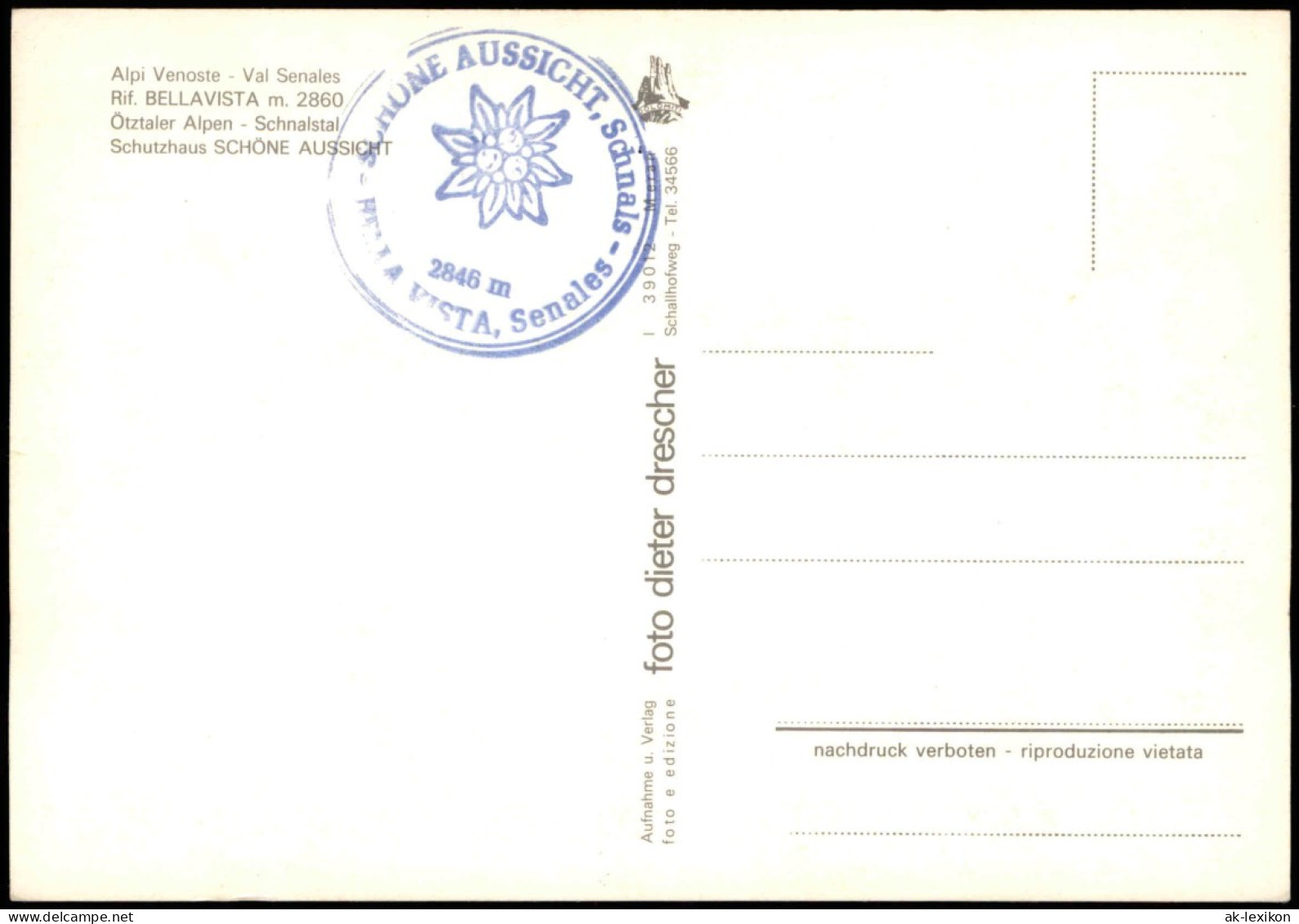 Cartoline Schnals Senales Alpi Venoste - Val Senales Schutzhaus 1978 - Sonstige & Ohne Zuordnung