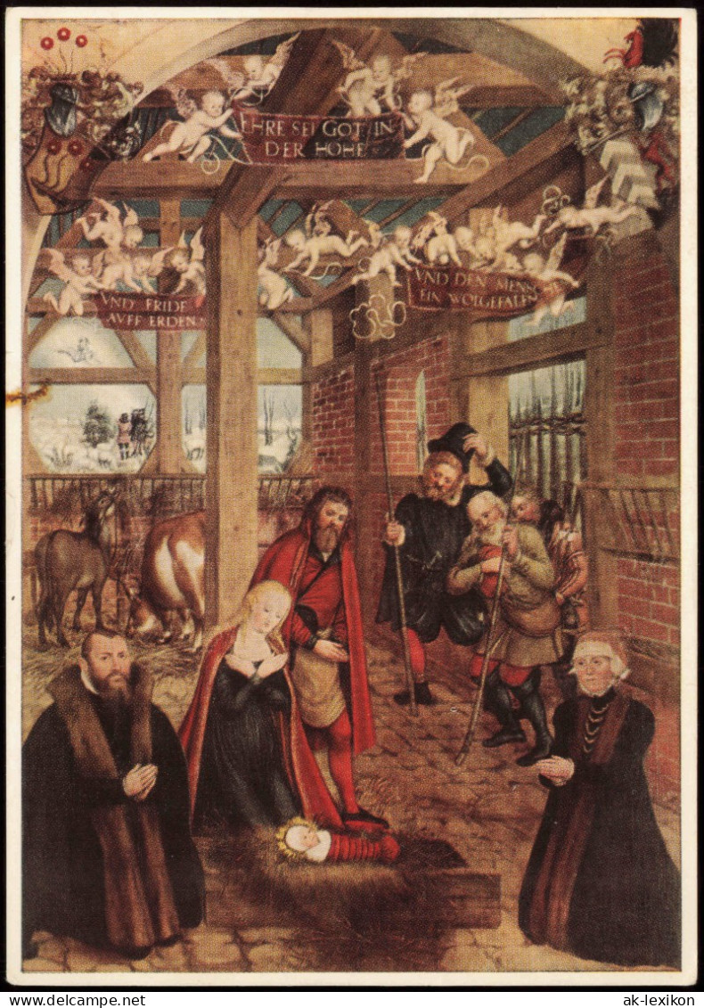 Ansichtskarte  Niemec, D. Lucas Cranach D.J. - Epitaph Christi Geburt 1997 - Malerei & Gemälde