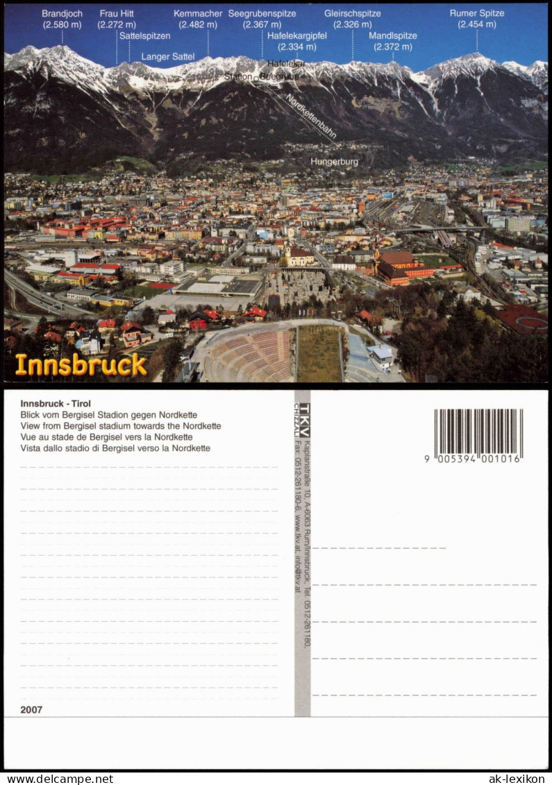 Ansichtskarte Innsbruck Blick Vom Bergisel Stadion Gegen Nordkette 1999 - Innsbruck