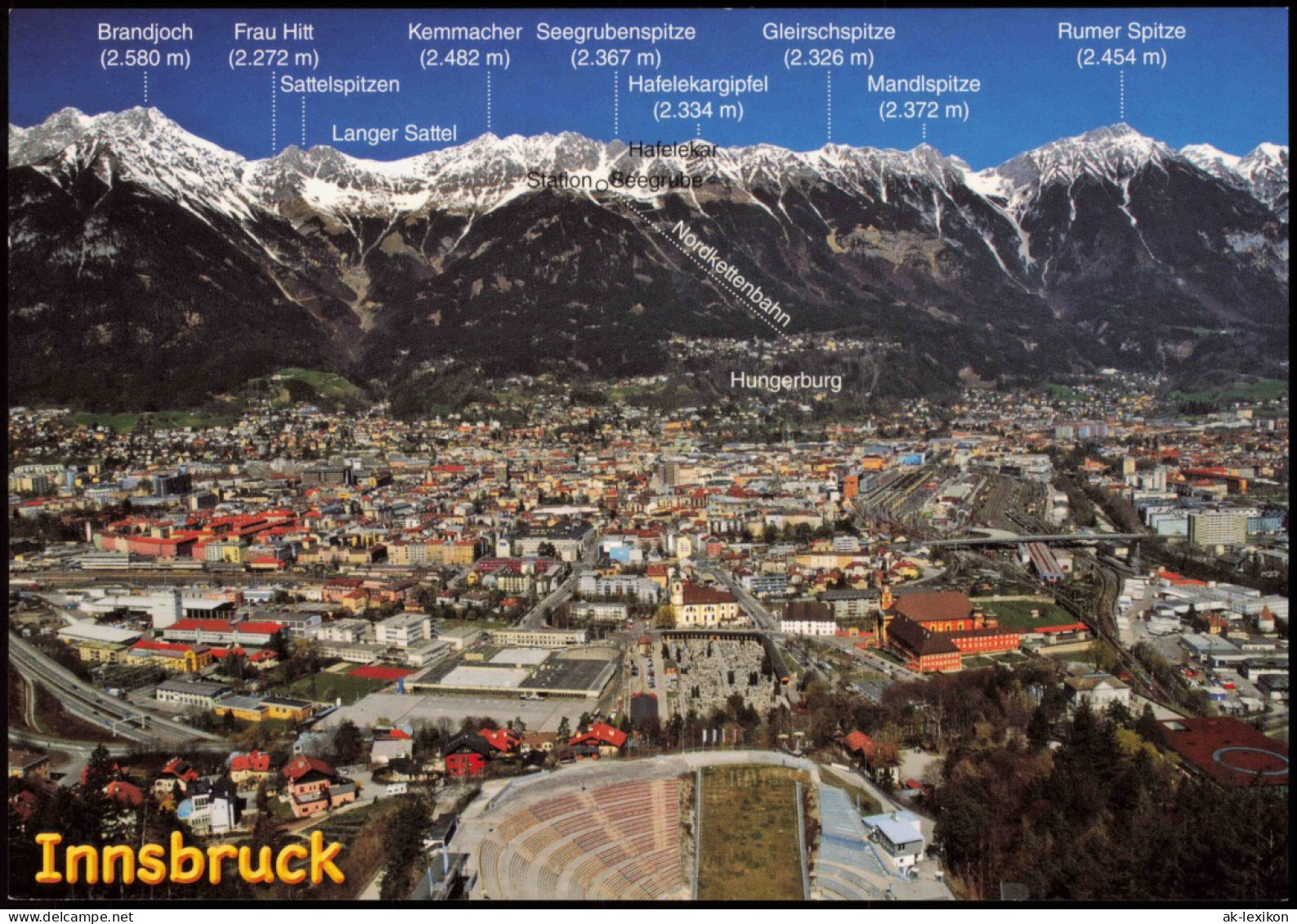 Ansichtskarte Innsbruck Blick Vom Bergisel Stadion Gegen Nordkette 1999 - Innsbruck