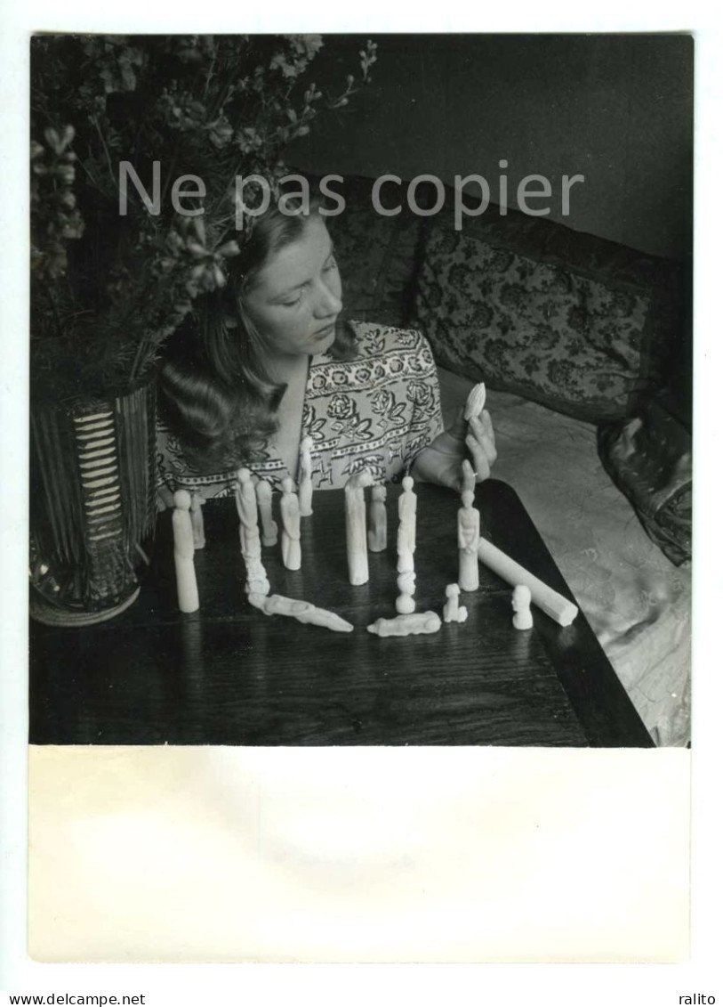 BLANCHETTE BRUNOY Vers 1940 Comédienne Actrice Sculpture Sur Cire Film Cinéma - Beroemde Personen