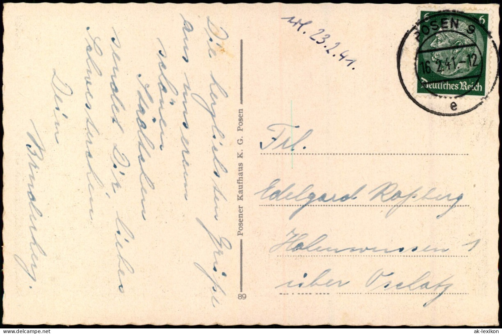 Postcard Posen Poznań Schloßplatz Mit Universität. 1941  Gel. Stempel Posen 9 - Polen