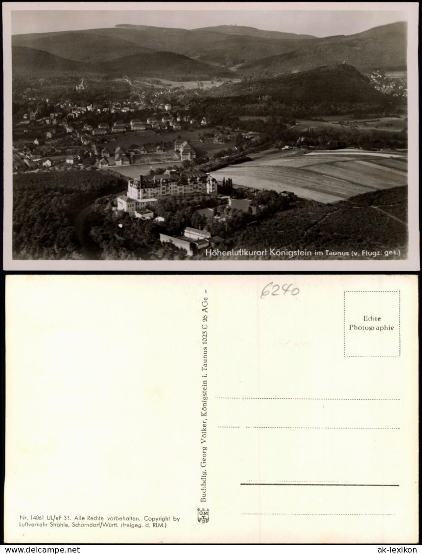 Ansichtskarte Königstein (Taunus) Luftbild Vom Flugzeug 1931 - Koenigstein