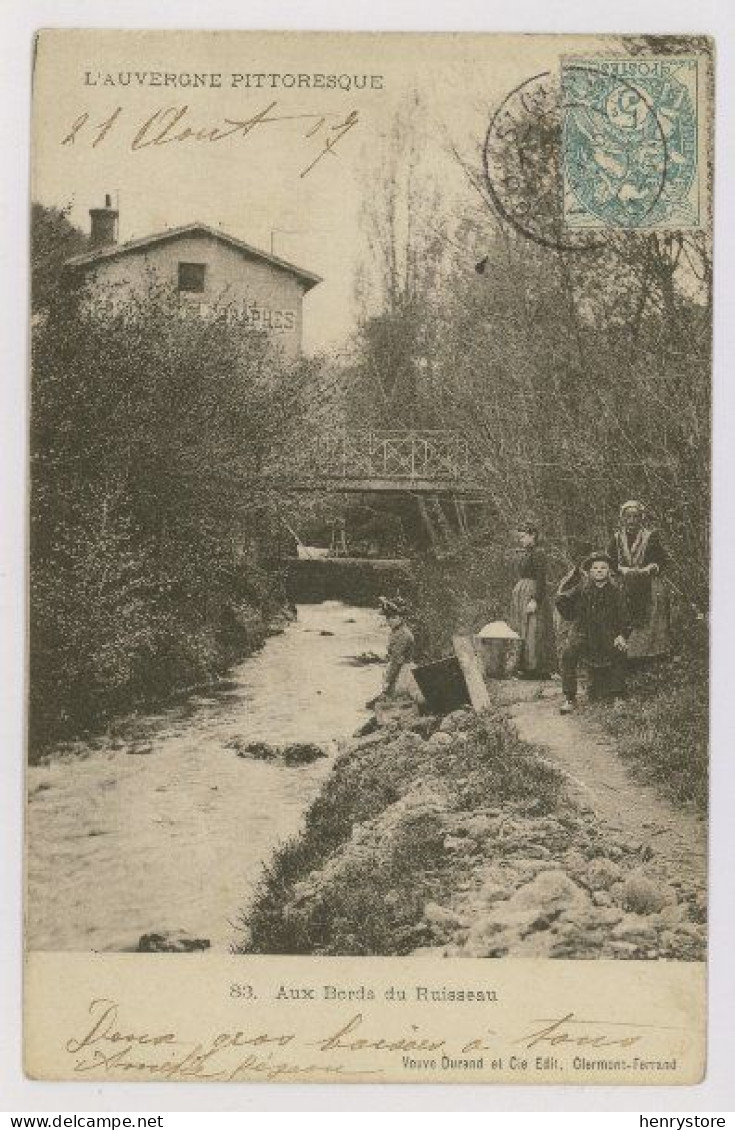 L'Auvergne Pittoresque : Aux Bords Du Ruisseau, Postée à Saint Germain L'Herm En 1907 (z4196) - Auvergne