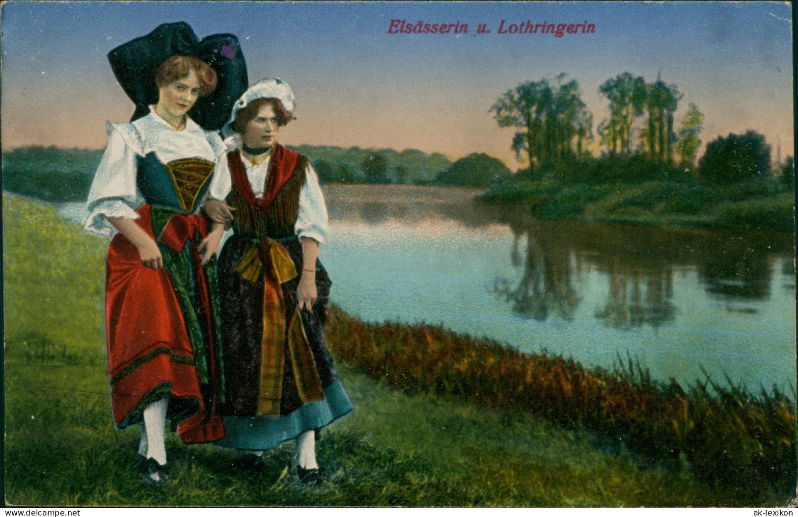 Ansichtskarte  Elsässerin Lothringerin Typen Ak Trachten 1916 Feldpoststempel - Costumi