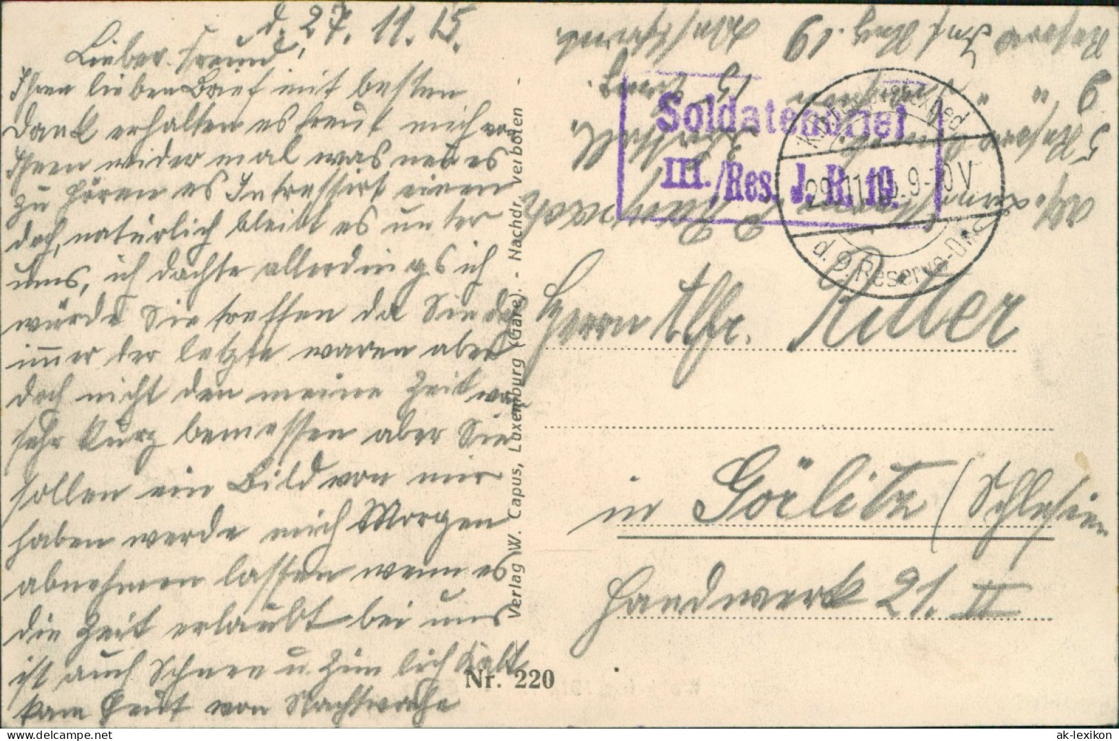 CPA Etain Zerstörte Straße WK1 1915  Gel. Feldpoststempel - Etain