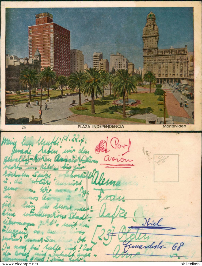 Postcard Montevideo Plaza Indepencia 1927 - Uruguay