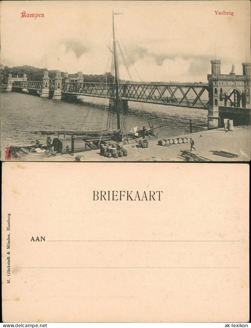 Postkaart Kampen (Niederlande) Yselbrug, Segelschiff 1909 - Kampen