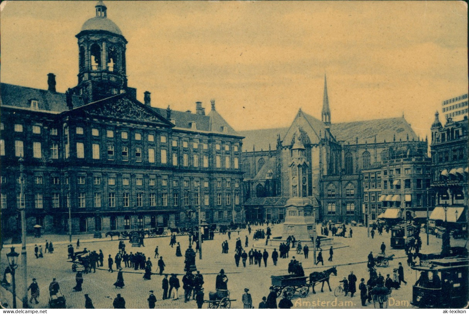 Postkaart Amsterdam Amsterdam Dame - Belebter Platz 1909 - Amsterdam