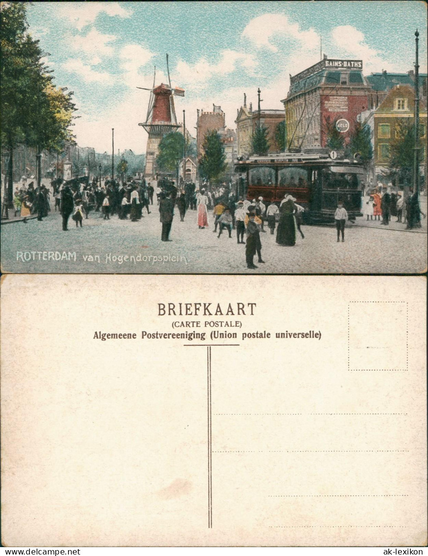 Rotterdam Rotterdam Hogendorpsplein. Straßenbahn Windmühle 1911 - Rotterdam