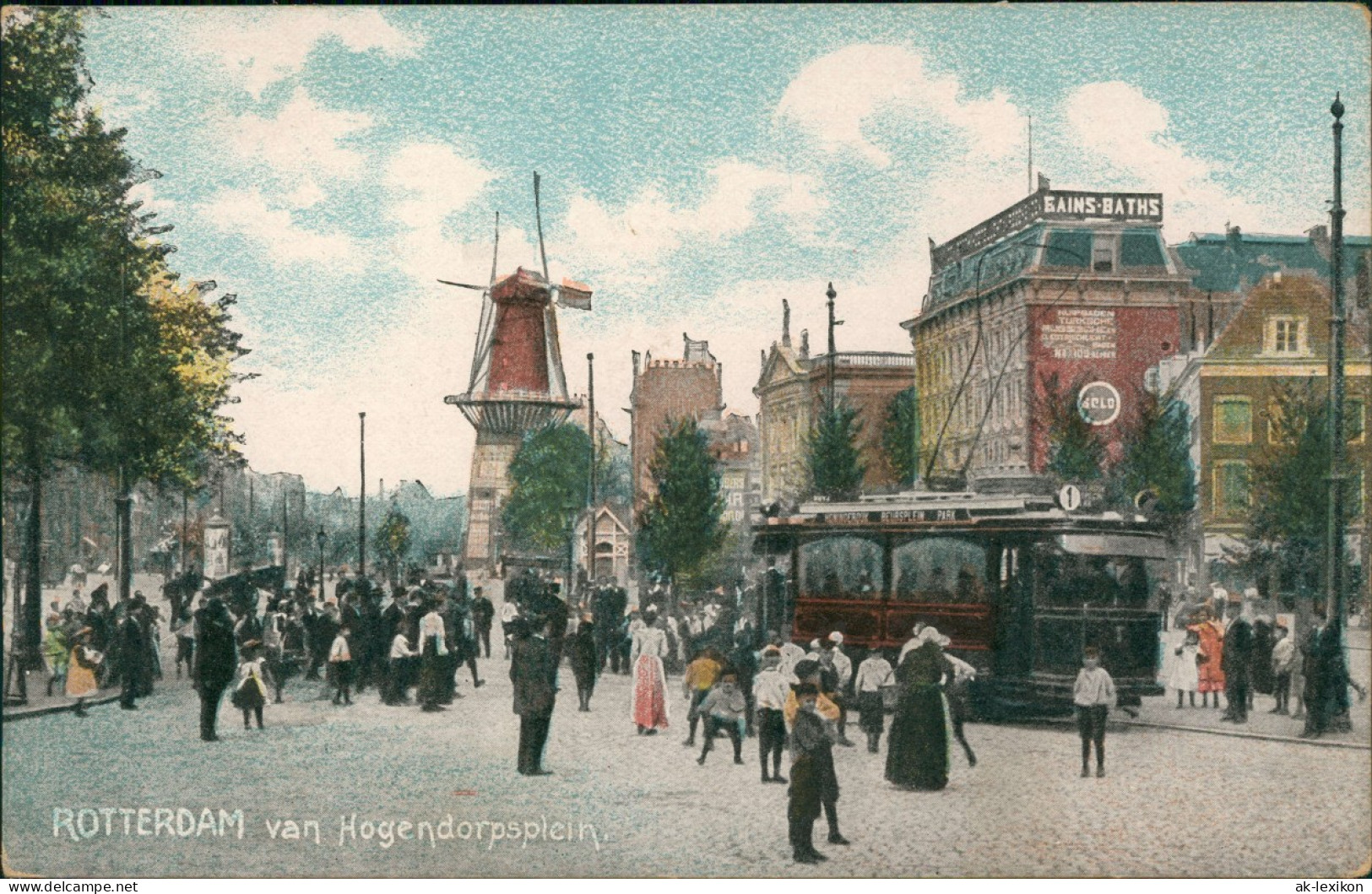 Rotterdam Rotterdam Hogendorpsplein. Straßenbahn Windmühle 1911 - Rotterdam