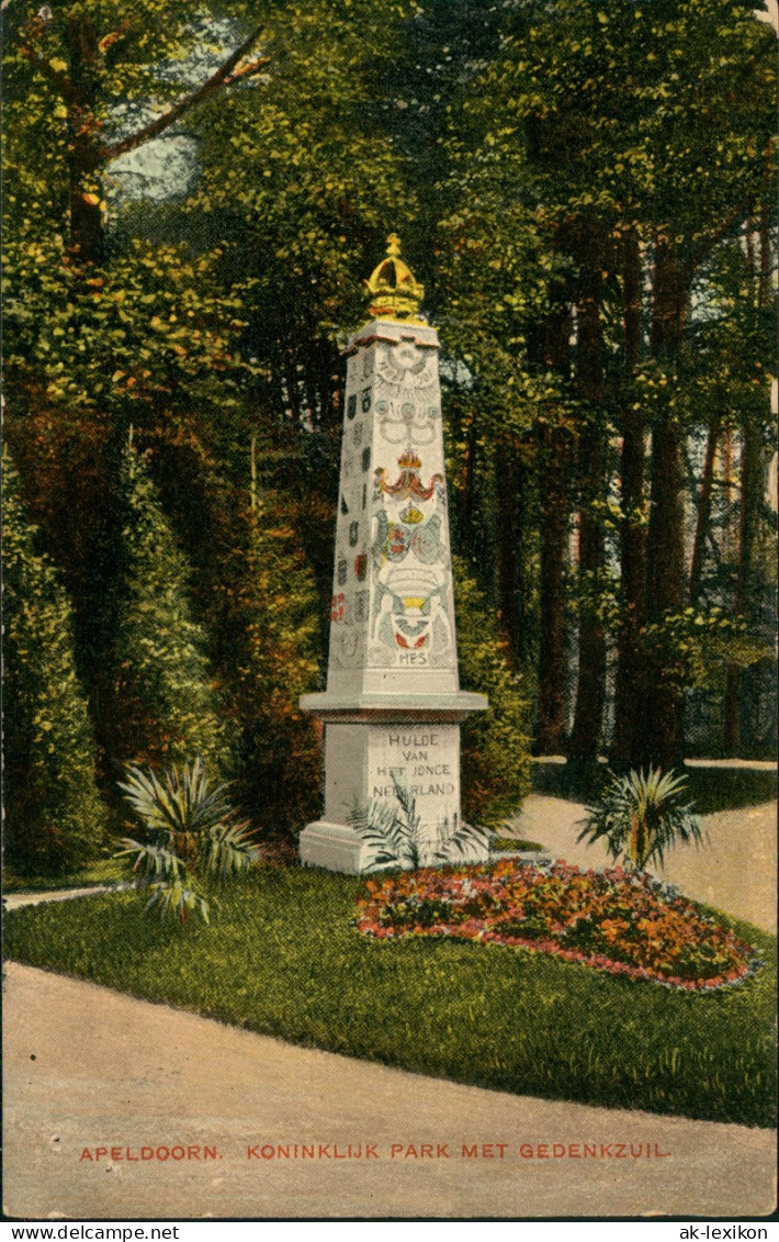 Postkaart Apeldoorn Koninklijk Park Met Gedenkzuil 1911 - Apeldoorn