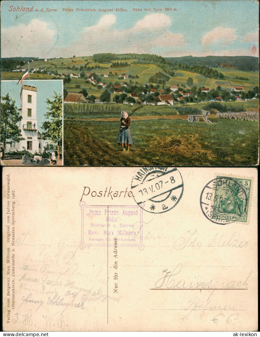 Sohland (Spree) Prinz Friedrich August-Höhe, Bäuerin Bei Der Feldarbeit 1907 - Andere & Zonder Classificatie