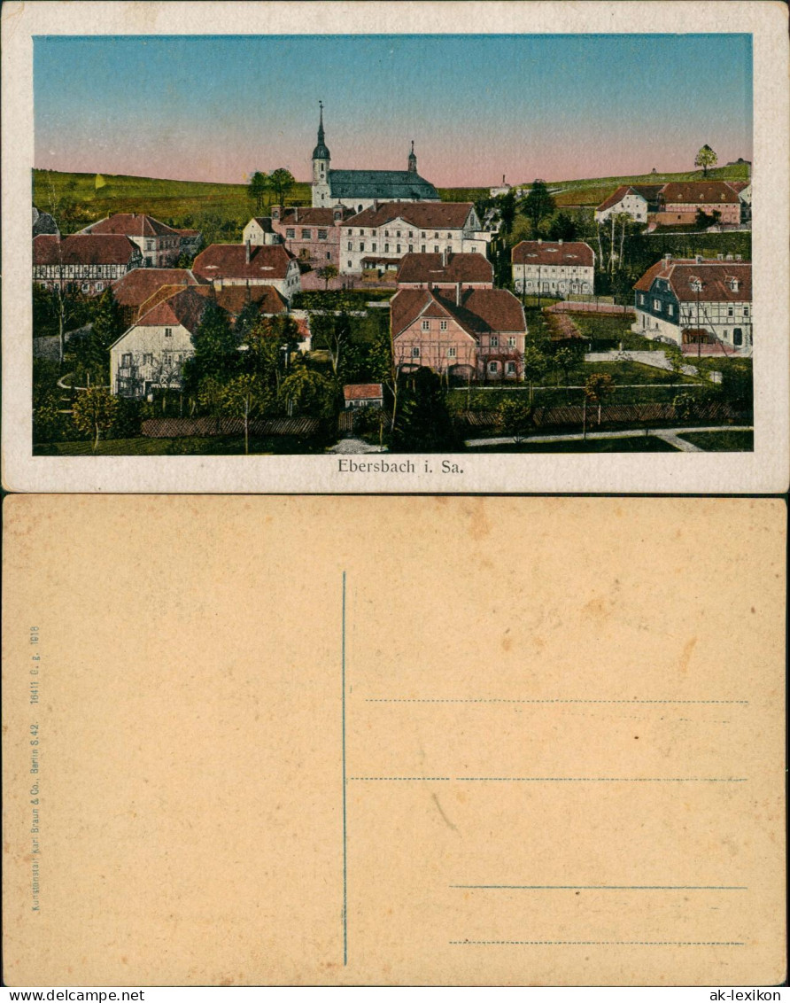 Ebersbach/Sa.-Ebersbach-Neugersdorf Stadtpartie Umgebindehäuser 1918 - Ebersbach (Loebau/Zittau)