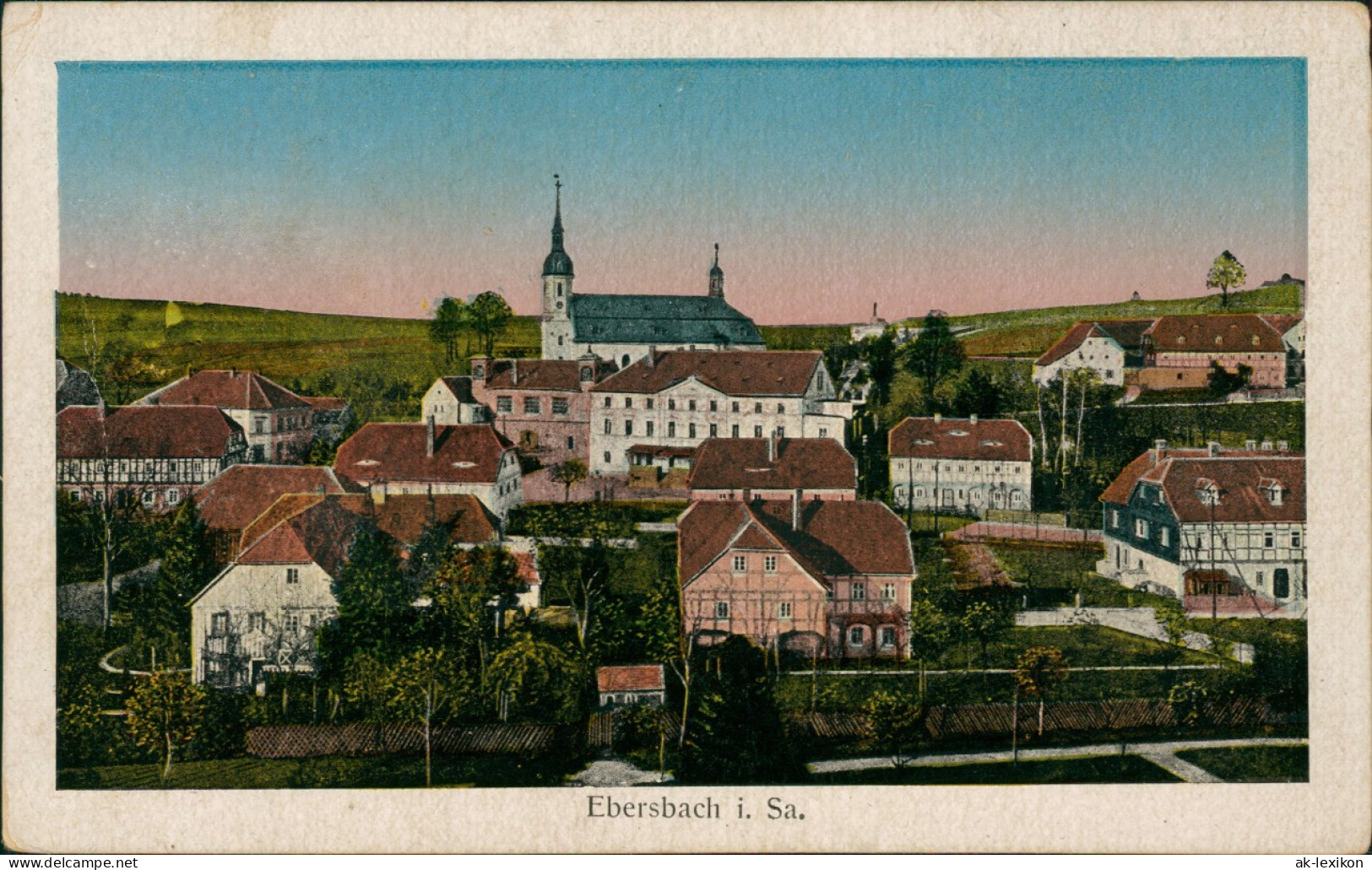 Ebersbach/Sa.-Ebersbach-Neugersdorf Stadtpartie Umgebindehäuser 1918 - Ebersbach (Loebau/Zittau)