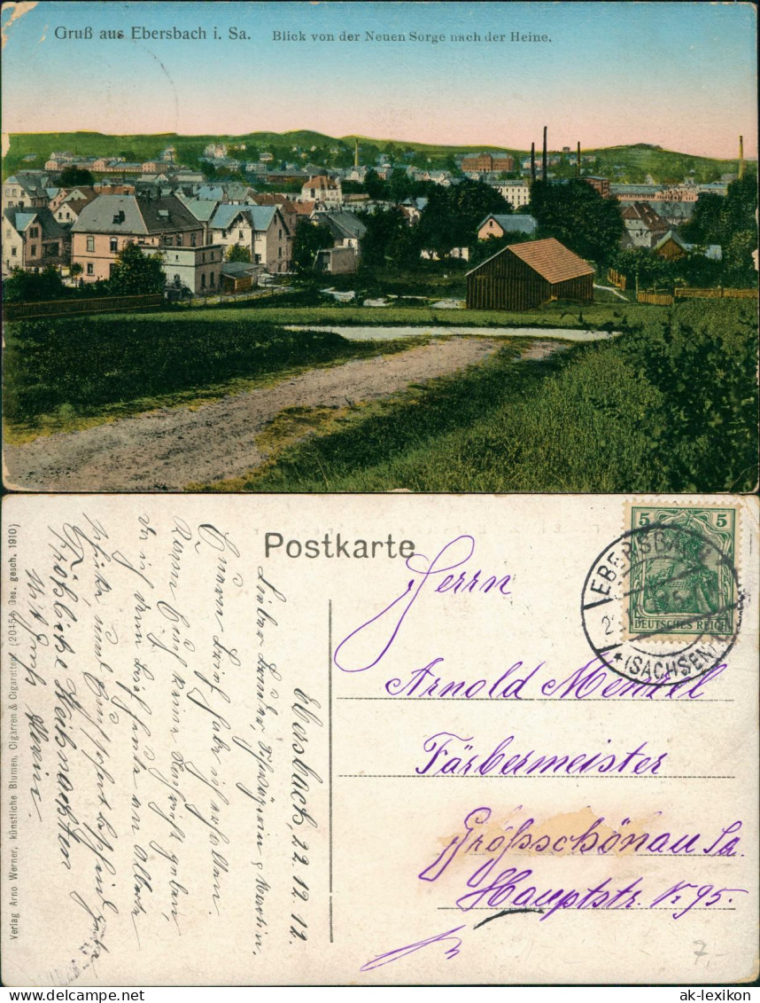 Ebersbach Neugersdorf Blick Von Der Neuen Sorge Nach Der Heine Oberlausitz 1915 - Ebersbach (Loebau/Zittau)