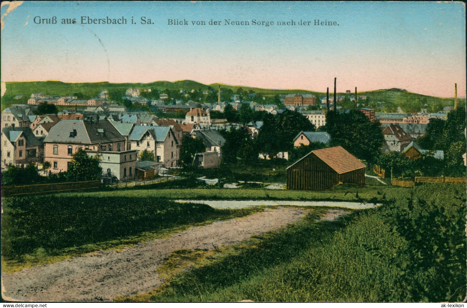 Ebersbach Neugersdorf Blick Von Der Neuen Sorge Nach Der Heine Oberlausitz 1915 - Ebersbach (Löbau/Zittau)